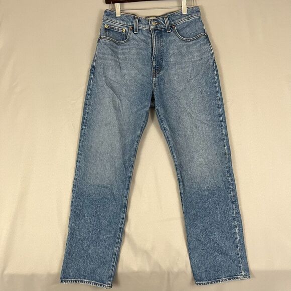 Madewell Jeans Women's 27 Blue Denim Cotton High Rise 5-Pocket Straight Leg - Picture 1 of 6